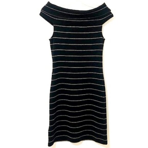 LRL Black Dress w/ Silver Stripes - Picture 3 of 4